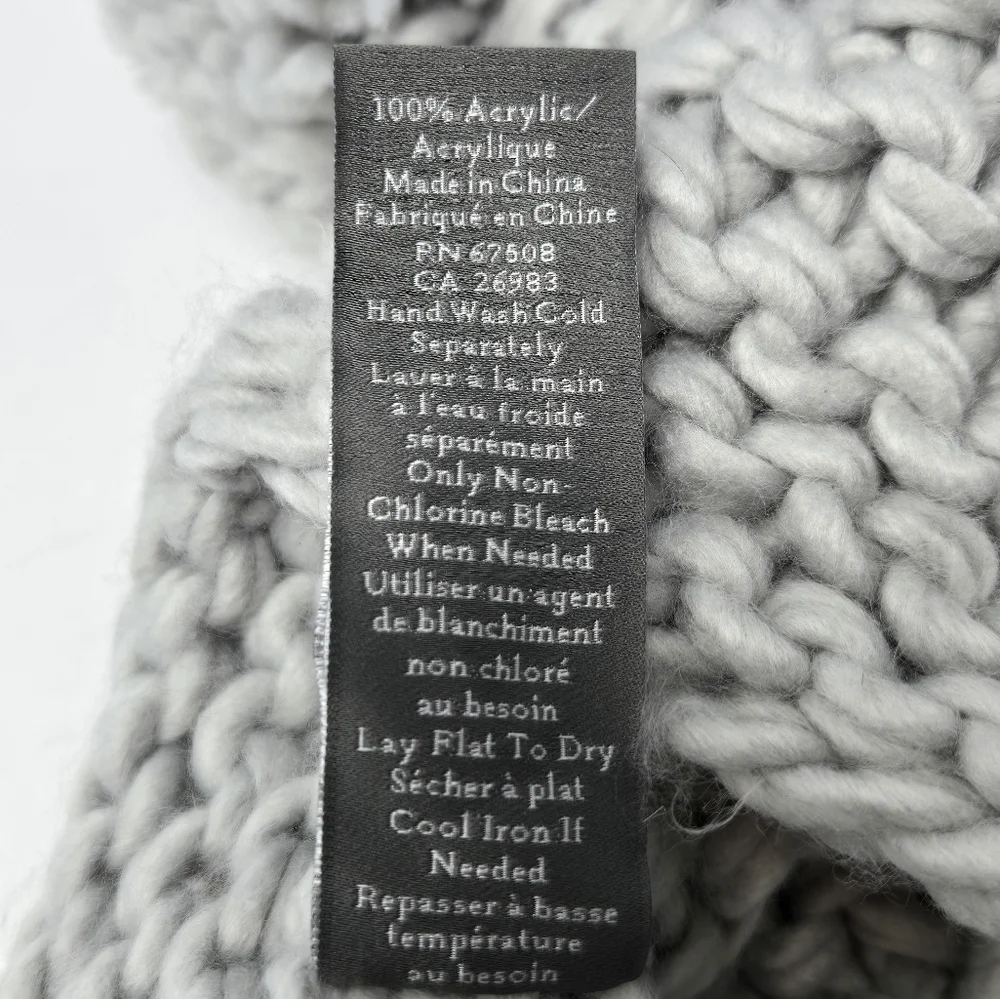 VINCE CAMUTO WINTER BEANIE BUNDLE SET OF 2 BLACK KNIT GREY CHUNKY HAT WOMEN OS